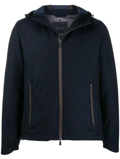Herno Hooded Down Jacket In Blue