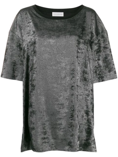 Faith Connexion Velvet Oversized T-shirt In Silver