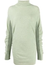 Mm6 Maison Margiela Ruched Knitted Jumper In Green