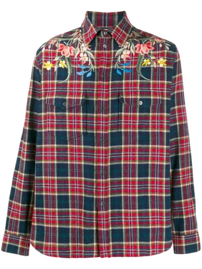 Gucci Checked Floral Shirt In Red