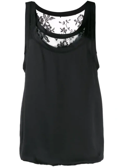 Alexander Mcqueen Lace Detail Satin Top In 黑色