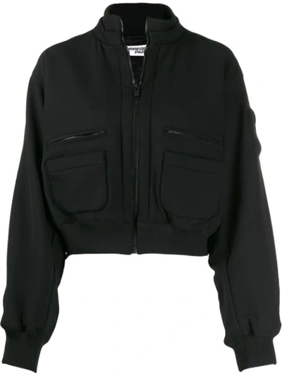 Courrèges Cropped Bomber Jacket In Black