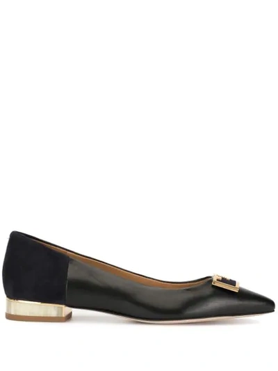 Tory Burch Gigi Ballerina In Soft Black Nappa And Suede.