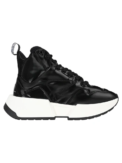 Mm6 Maison Margiela High-top Sneaker  Made In Suede And Black Fabric In Nero