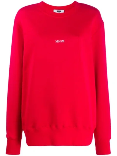 Msgm Printed Logo Sweatshirt In Red