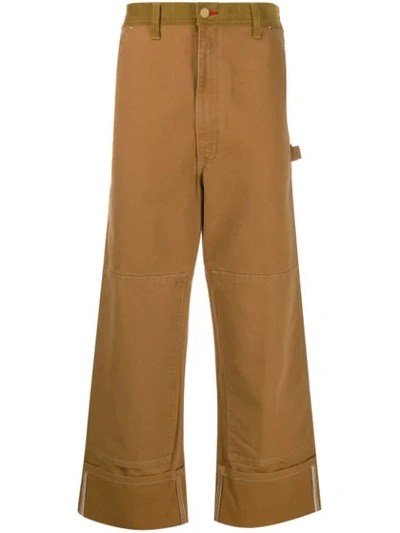 Junya Watanabe Wide Leg Cropped Trousers In Brown