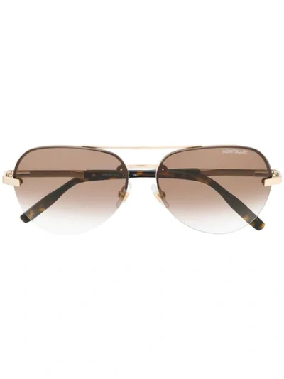 Montblanc Round Frame Sunglasses In Braun