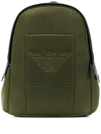 Emporio Armani Embossed Logo Backpack In Green