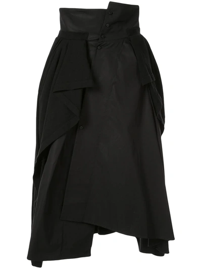 Aganovich Jersey-panelled Asymmetric Skirt In Black