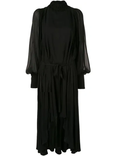 Ann Demeulemeester Chiffon Blouson Dress In Black