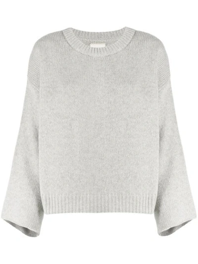 Fine Edge Fluted Sleeve Jumper In Grey