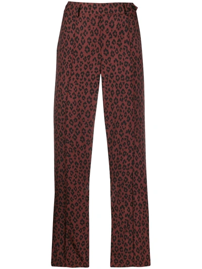 Apc Cropped Leopard Print Trousers In Red