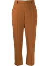 Rick Owens Cropped Tailored Trousers In Brown