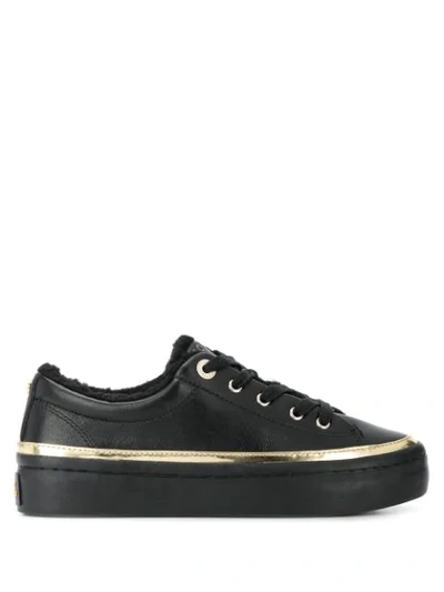 Tommy Hilfiger Metallic Detail Lace-up Sneakers In Black