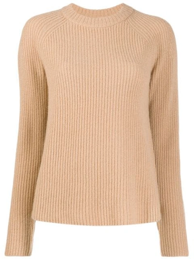 Vince Crew-neck Knit Sweater In Brown