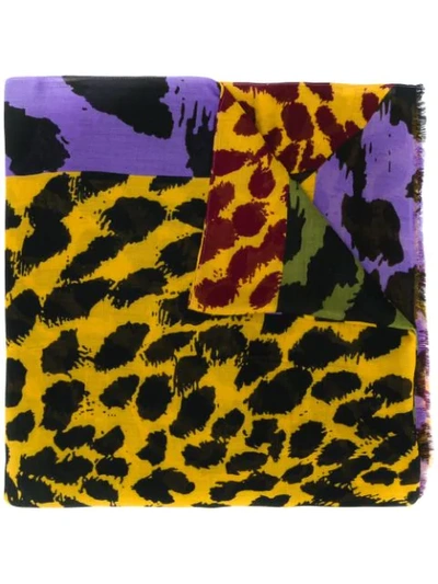 Diane Von Furstenberg Leopard Print Scarf In Purple