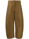 Lemaire High Waisted Cropped Trousers In Brown