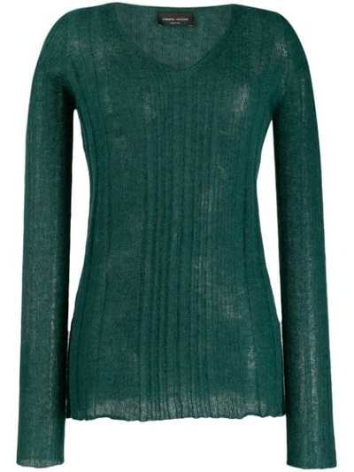 Roberto Collina Ribbed Knit Sweater In Green
