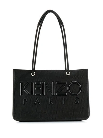 Kenzo Logo Patch Tote Bag In Black