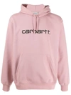 Carhartt Logo Printed Hoodie In Pink