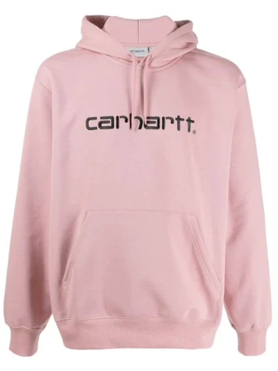 Carhartt Logo Printed Hoodie In Pink