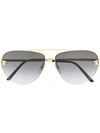 Cartier Aviator Frame Sunglasses In Gold