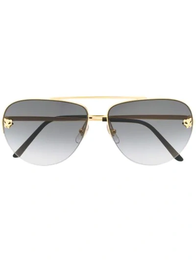 Cartier Aviator Frame Sunglasses In Gold