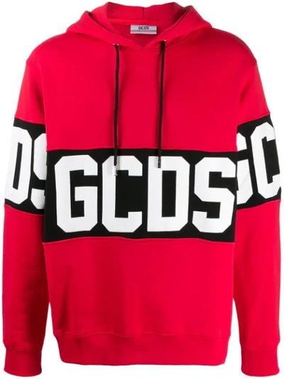 Gcds Band Cotton Sweatshirt Hoodie In Red