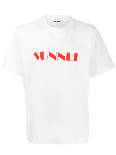 Sunnei Logo Print T-shirt In White | ModeSens