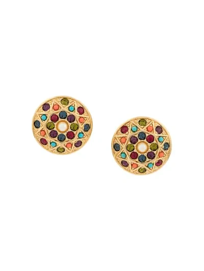 Pre-owned Susan Caplan Vintage 1980s D'orlan Clip-on Earrings In Gold