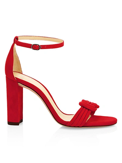 Alexandre Birman Vicky Knotted Suede Sandals In New Flame