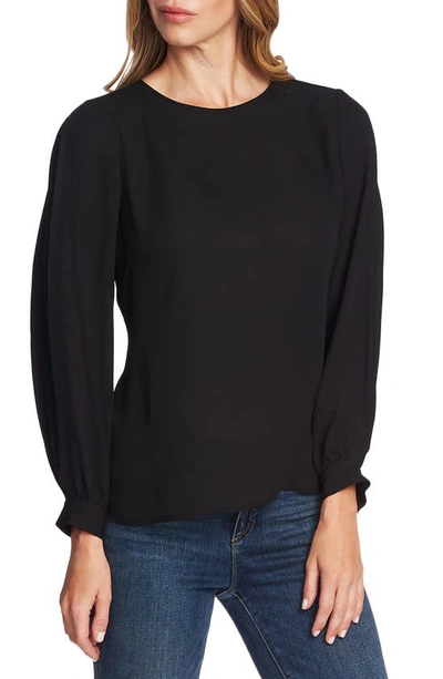 Vince Camuto Pleated-sleeve Blouse In Rich Black