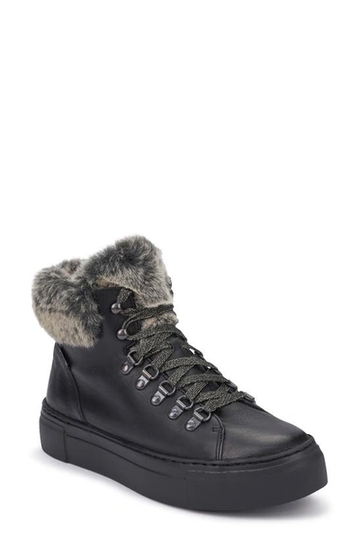 Mephisto Ginou Faux Fur Lined High Top Sneaker In Black Leather