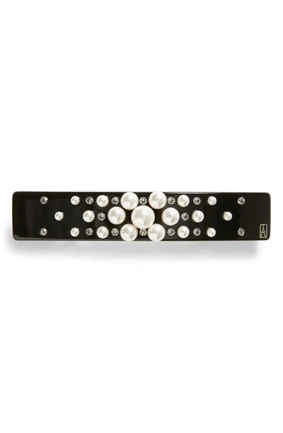 Alexandre De Paris Imitation Pearl Barrette In Black