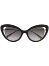 Alexander Mcqueen Open Wire Cat-eye Sunglasses In Black