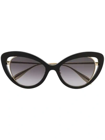 Alexander Mcqueen Open Wire Cat-eye Sunglasses In Black