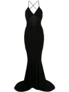 Norma Kamali Low Back Slip Mermaid Fishtail Gown In Black