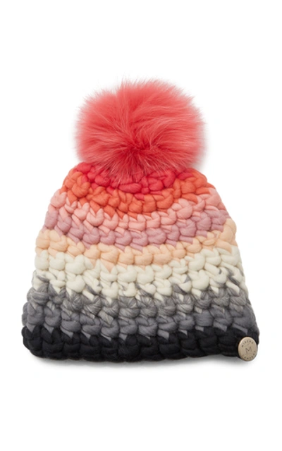 Mischa Lampert Striped Multi-color Wool Beanie In Pink