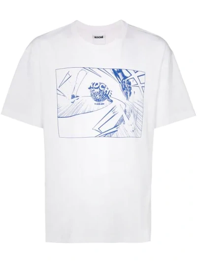 Koché Logo Print Short Sleeve T-shirt In White