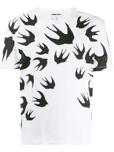 Mcq By Alexander Mcqueen Swallow Print T In White