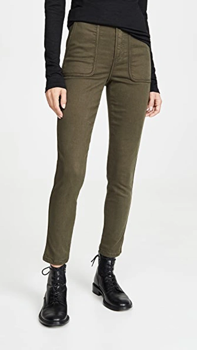 Joie Leopard Print Mid-rise Skinny Pants In French Army