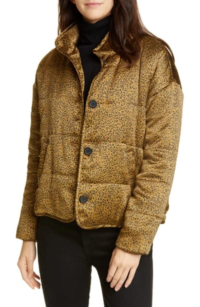 Joie Maysa Leopard Print Puffer Jacket In Lacquer