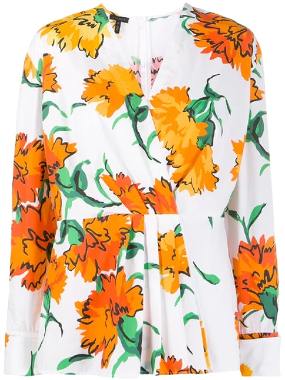 Escada Neheve Marigold Floral Faux Wrap Blouse