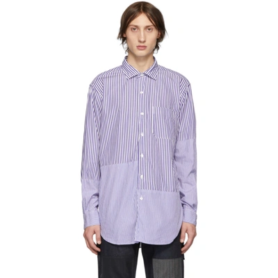 Engineered Garments Blue And White Striped Shirt In Pb021bluwht