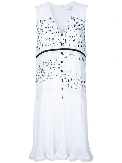 Carven Georgette Printed Sleeveless Dress In White