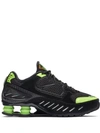 Nike Shox Enigma Mesh And Iridescent Faux Leather Sneakers In Black