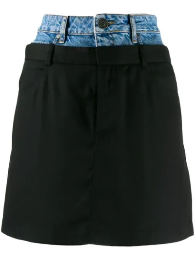 Sandro Layered Denim Skirt In Blue