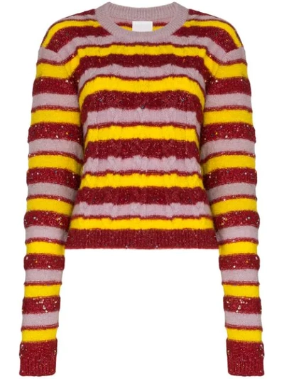 Ashish Metallic Striped Cable-knit Mohair-blend Sweater In Multicolour