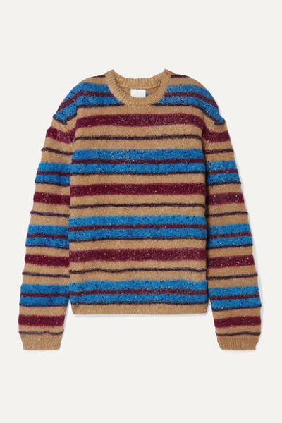 Ashish Oversized Metallic Striped Knitted Sweater In Blue