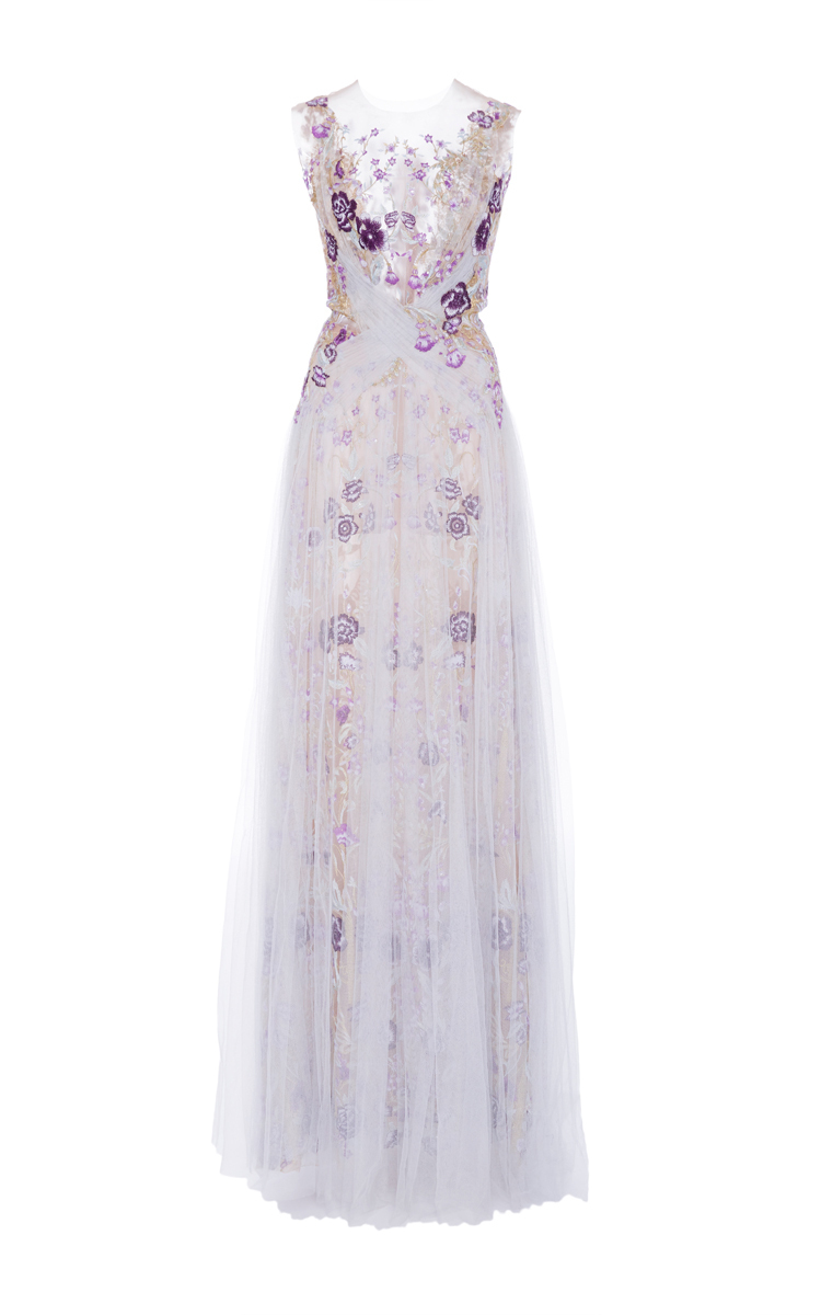 Marchesa Illusion Floral Embroidered Gown | ModeSens